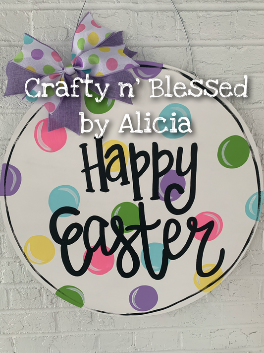 Polka Dot Easter Custom Door Hanger