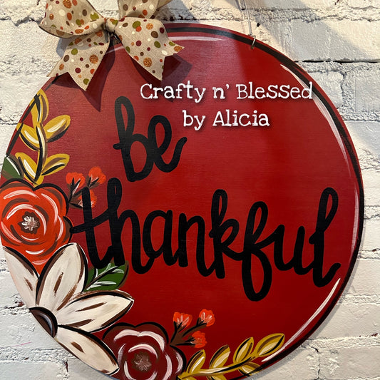 Flamenco Be Thankful Floral Circle Door Hanger