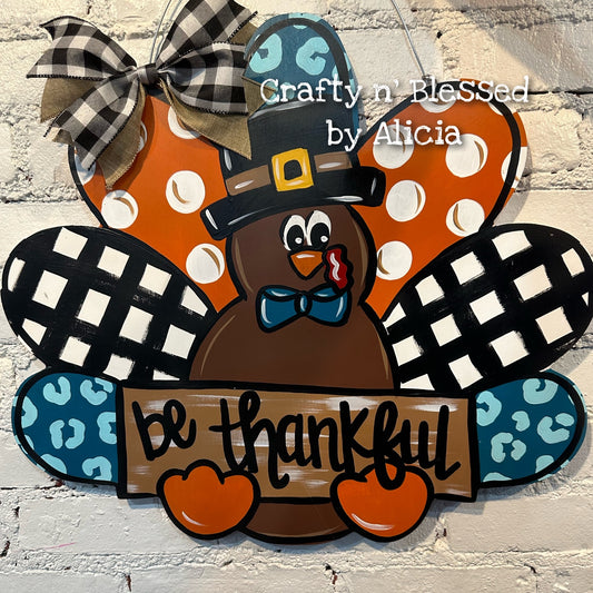 Tuscan Teal Leopard Turkey Door Hanger