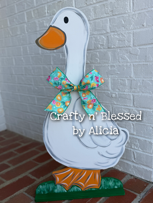 Porch Goose Neck Bow ONLY- Turquoise Floral (NO GOOSE included)