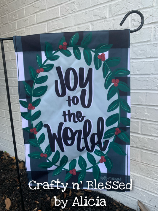 Joy to the World Greenery Garden Flag
