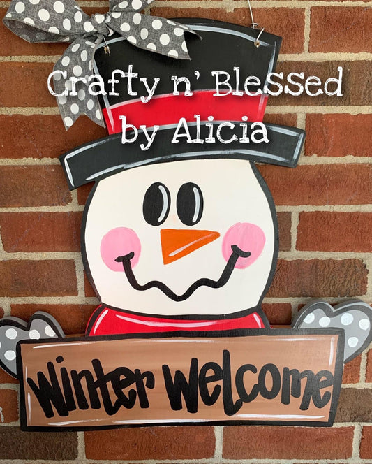 Snowman With Sign Door Hanger