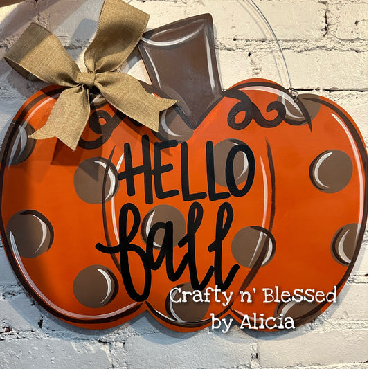 Polka Dot Pumpkin Door Hanger