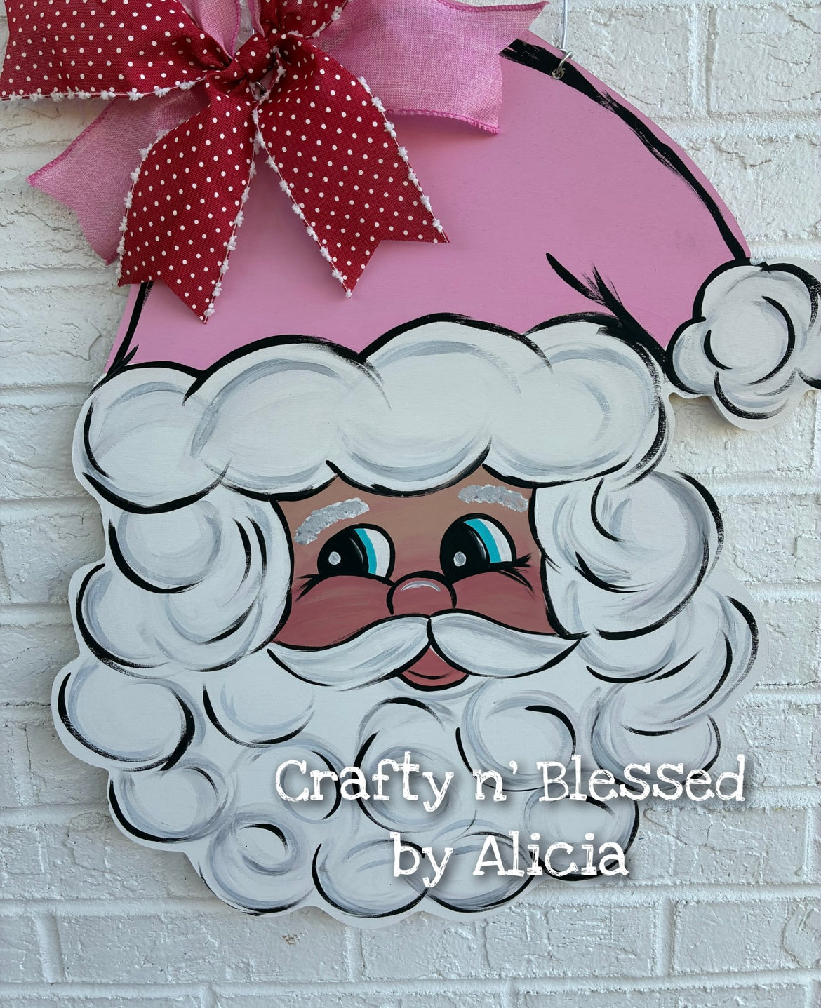 READY TO SHIP/PICKUP Pink Santa Door Hanger