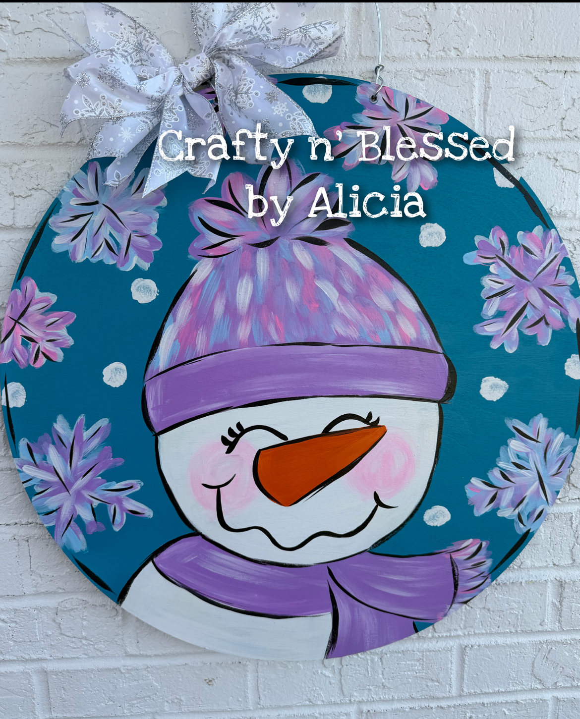 Whimsical Snowman Circle Door Hanger