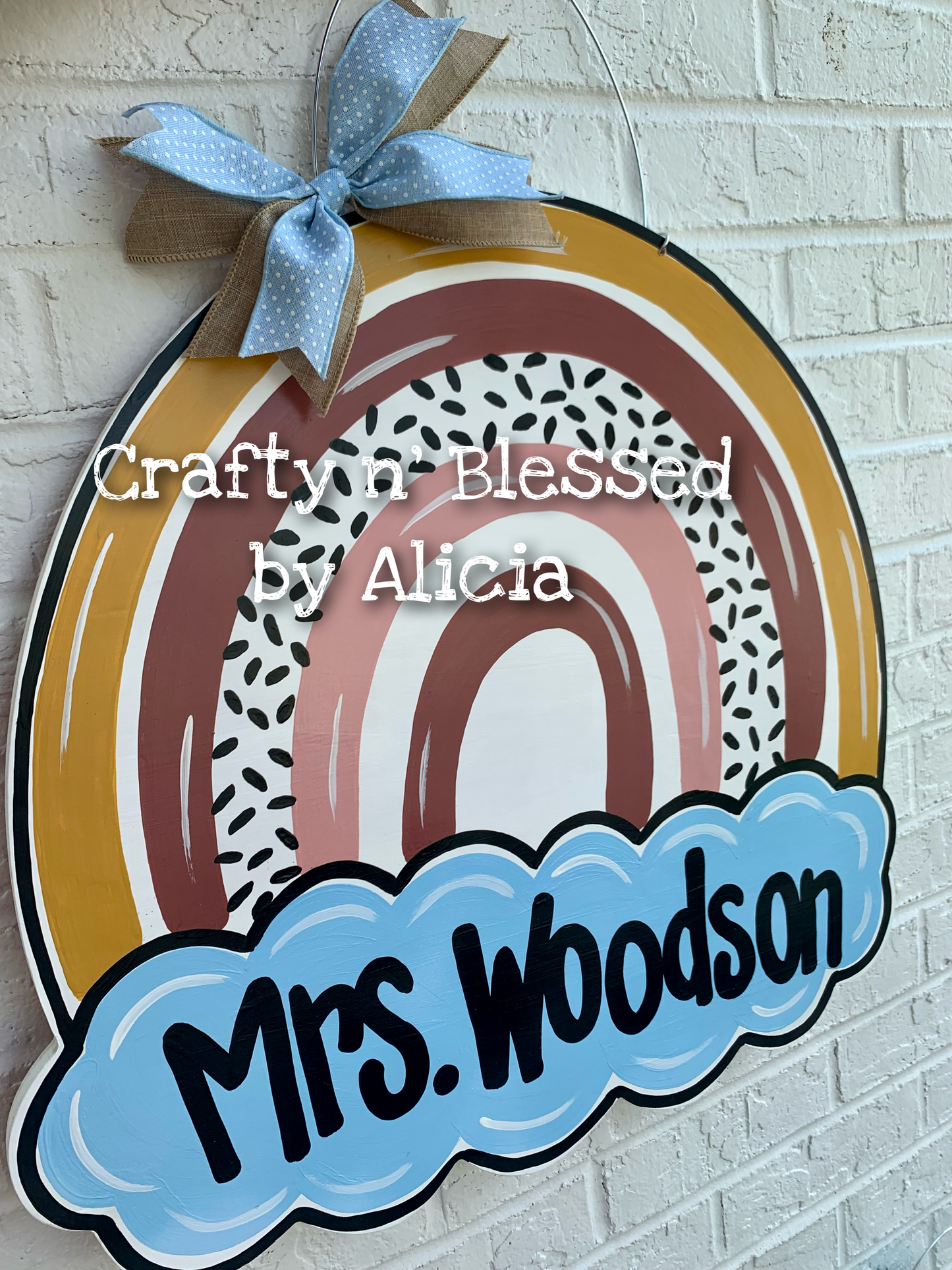 Neutral Rainbow Teacher Door Hanger