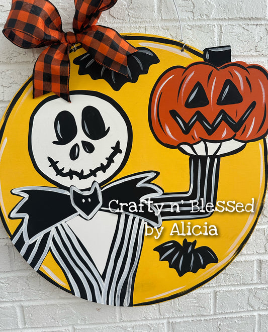 READY TO PICKUP/SHIP Jack Skeleton Door Hanger