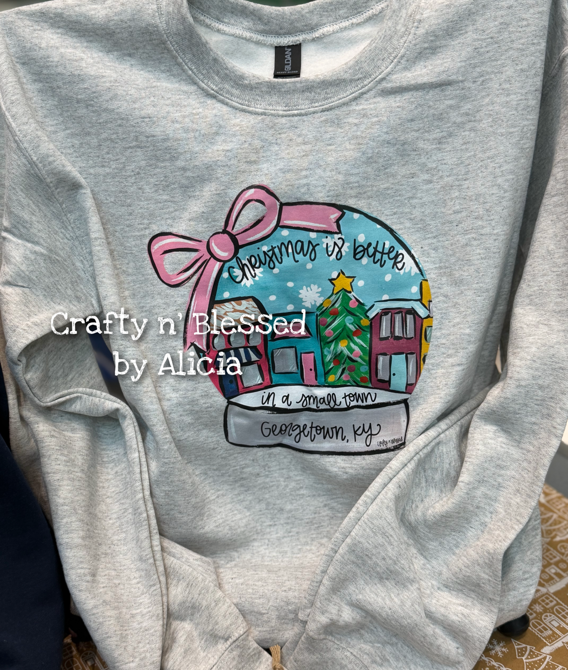 READY TO SHIP/PICKUP Christmas Snowglobe Sweatshirt-Gray
