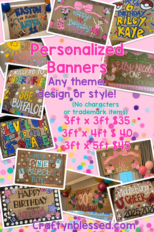 Personalized Custom Hand Painted Birthday Banner Made to Order