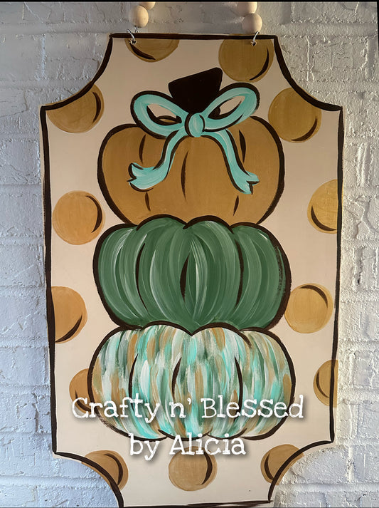 Gold Stacked Pumpkin Plaque Door Hanger
