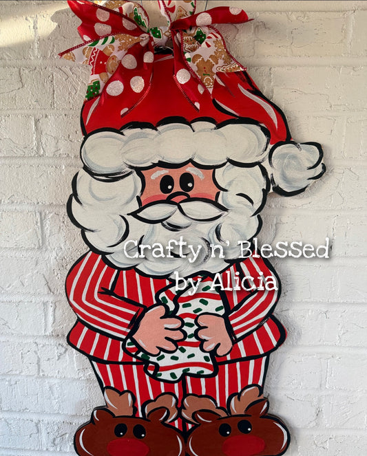 READY TO SHIP/PICKUP Pajama Santa Door Hanger