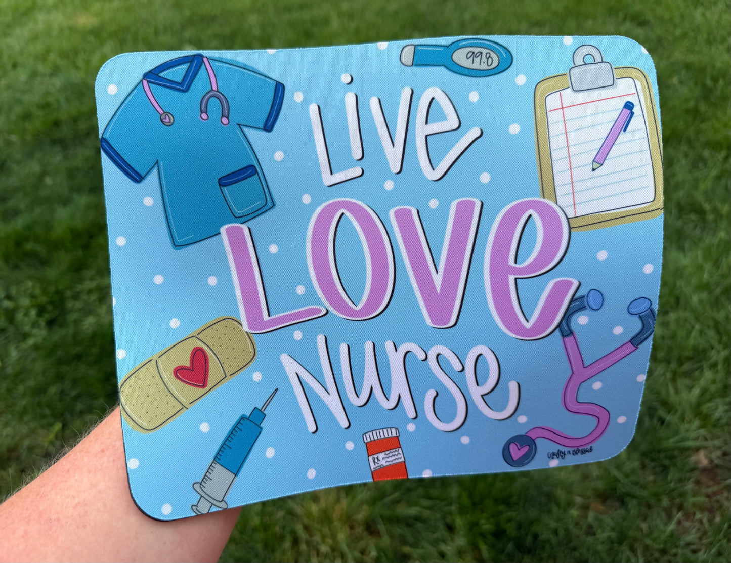 Live Love Nurse Blue Mousepad