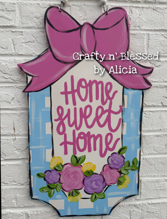 Home Sweet Home Bow Plaque Custom Door Hanger
