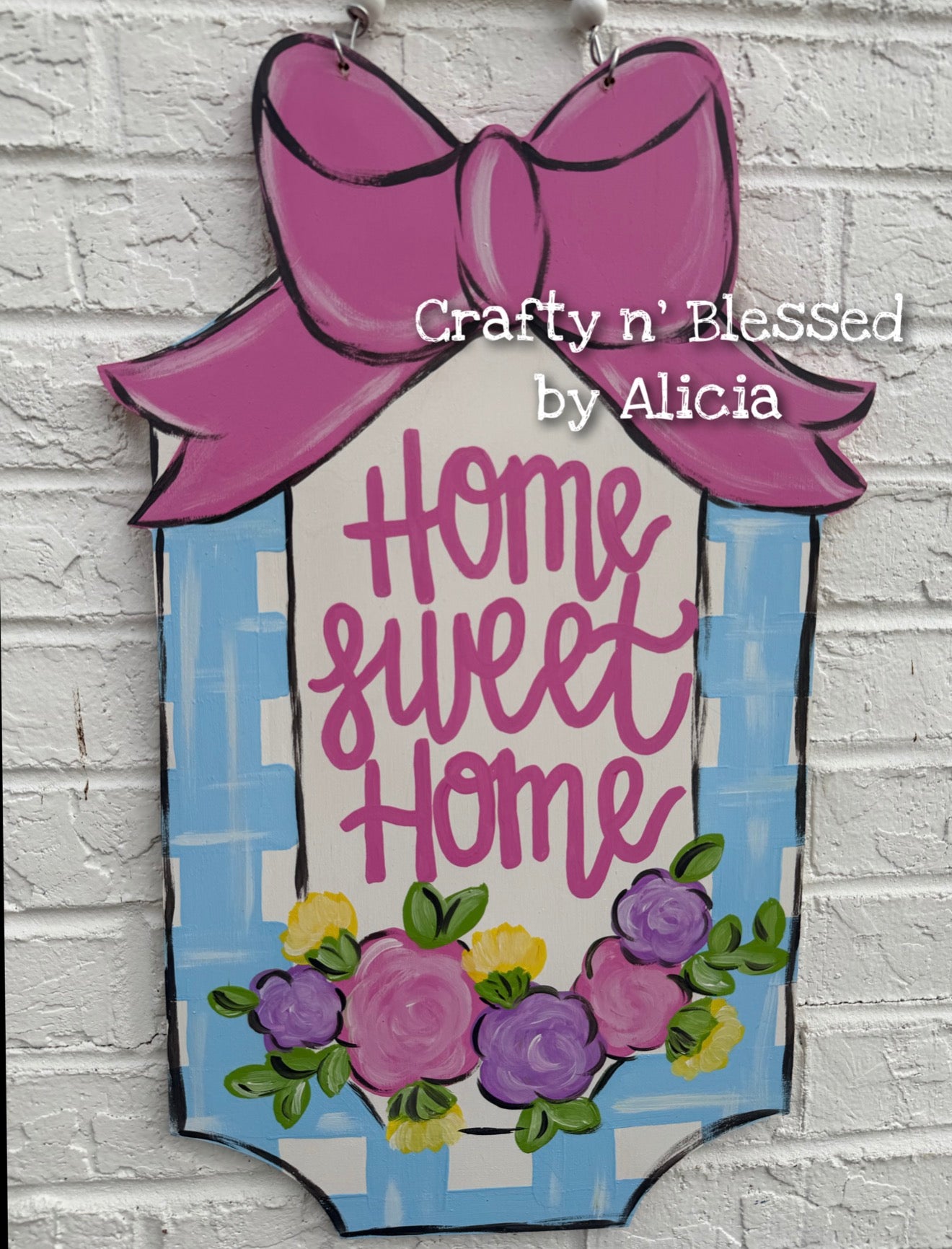 Home Sweet Home Bow Plaque Custom Door Hanger