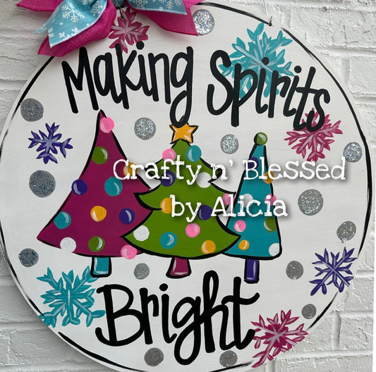 Making Spirits Bright Circle Door Hanger