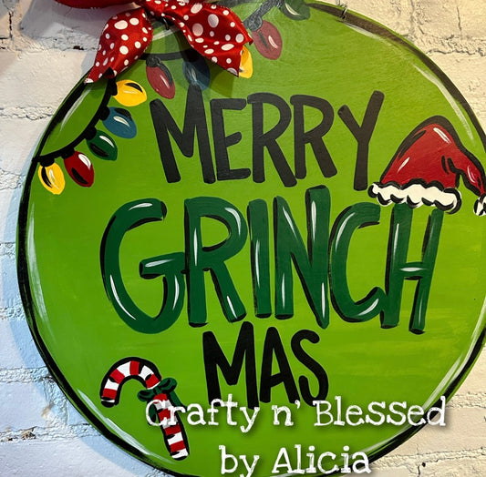 Merry Grinchmas Circle Door Hanger