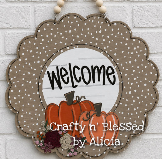 Fall Patchwork Pumpkin Door Hanger