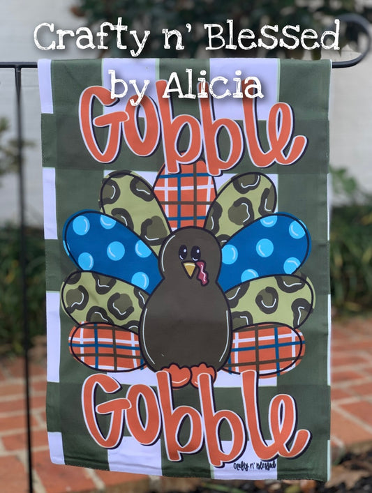 Gobble Gobble Turkey Garden Flag