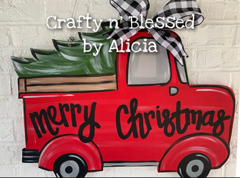 Merry Christmas Tree Truck Door Hanger