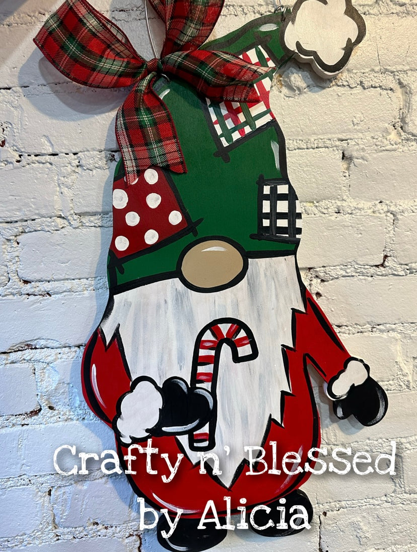 Christmas Plaid Gnome Door Hanger