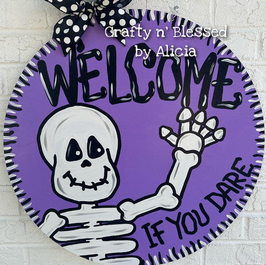 Purple Skeleton Door Hanger
