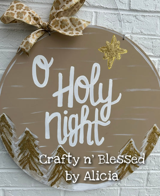 Oh Holy Night Circle Door Hanger