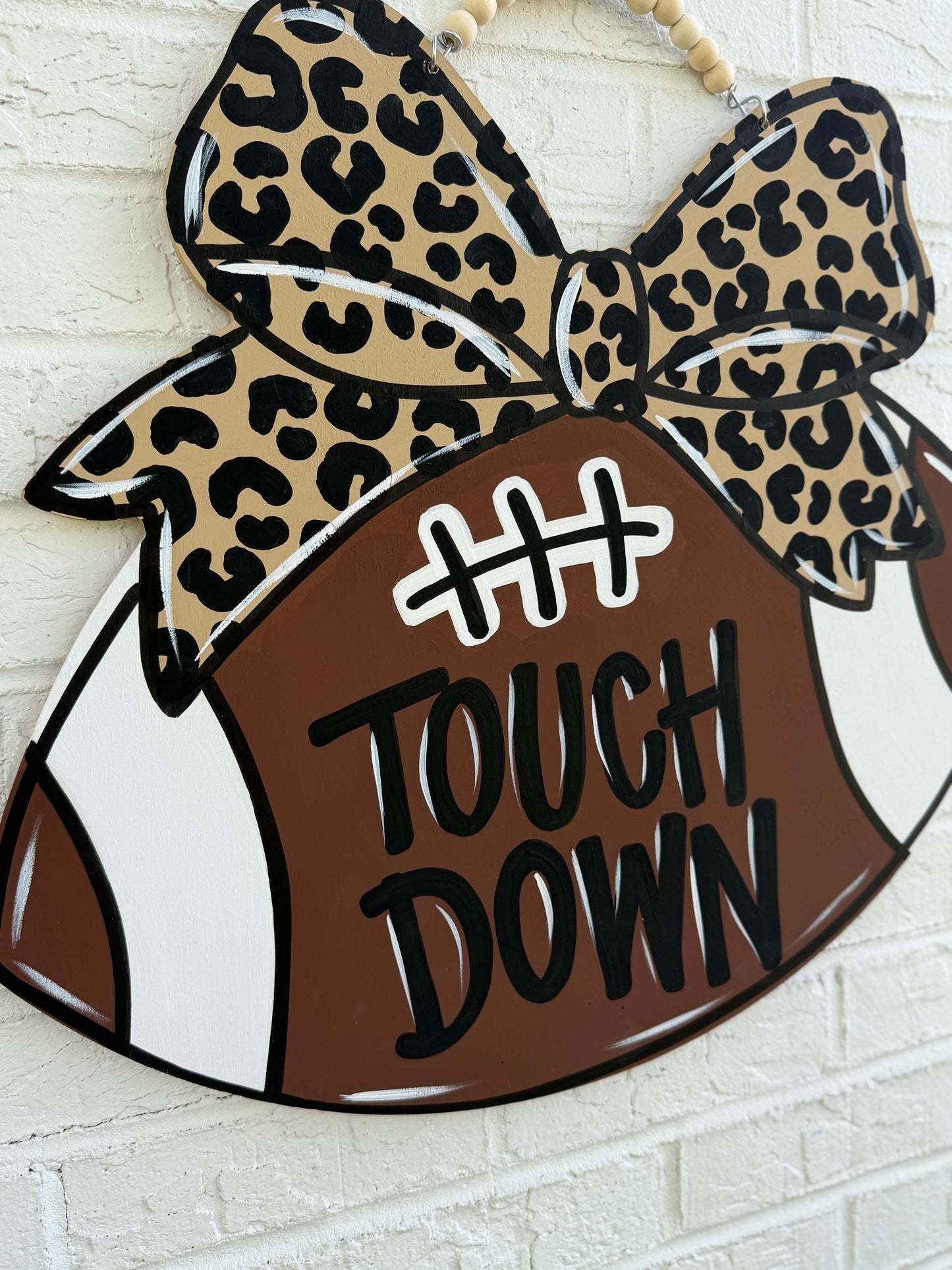 Personalized Bow Topped Football Door Hanger