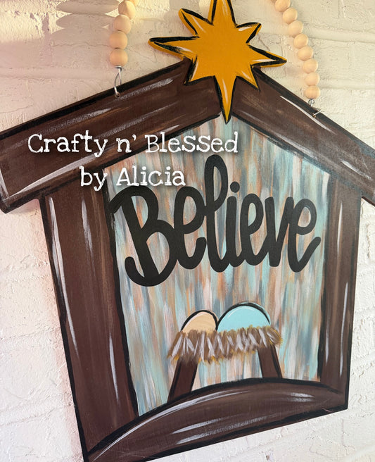 READY TO SHIP/PICKUP Believe Nativity Door Hanger