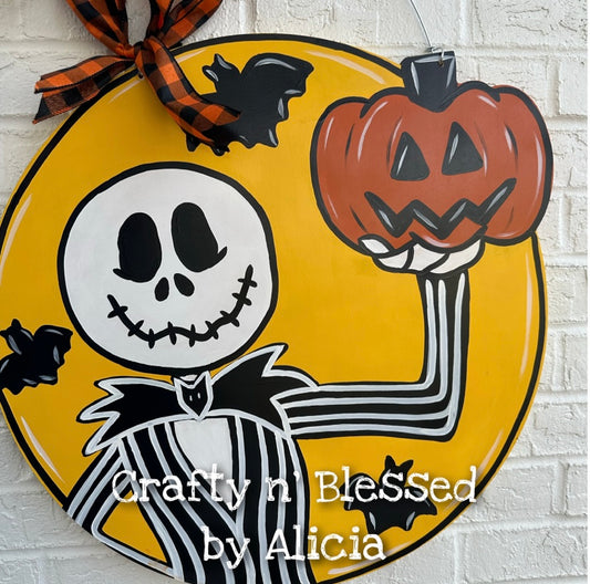 Jack Skeleton Circle Door Hanger