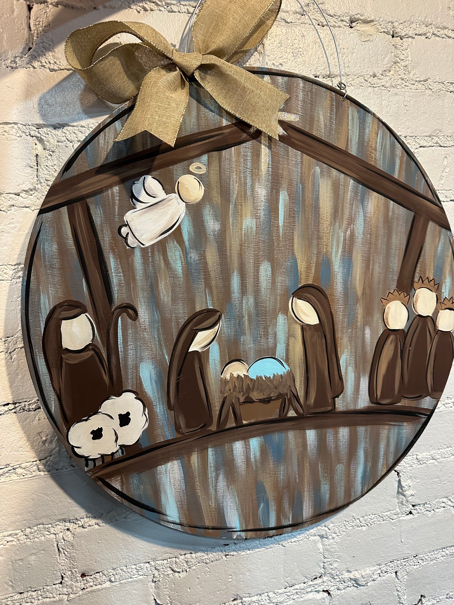 Distressed Nativity Scene Door Hanger