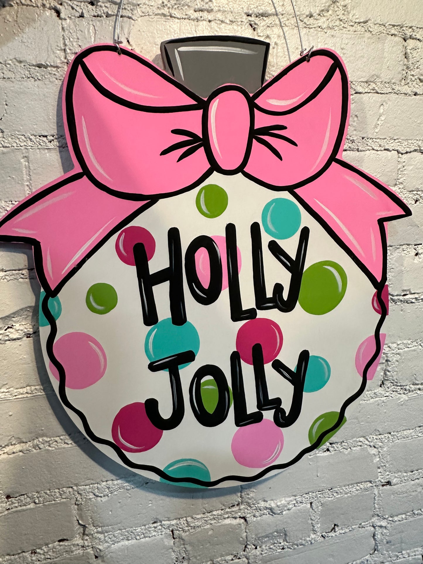 Holly Jolly Bow Ornament Door Hanger