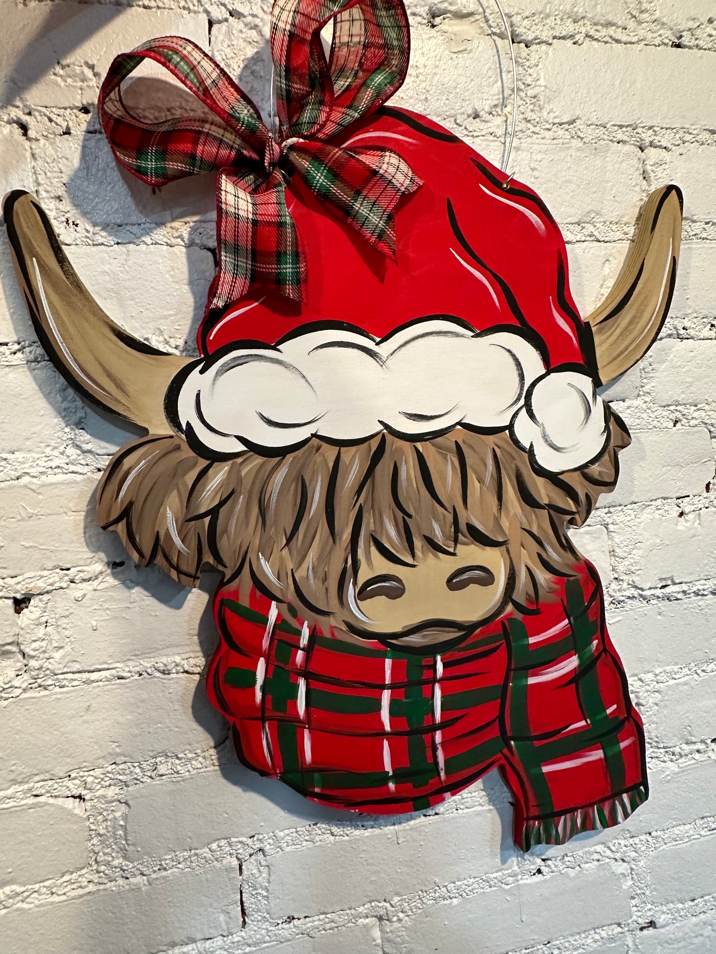 Christmas Highland Cow Door Hanger