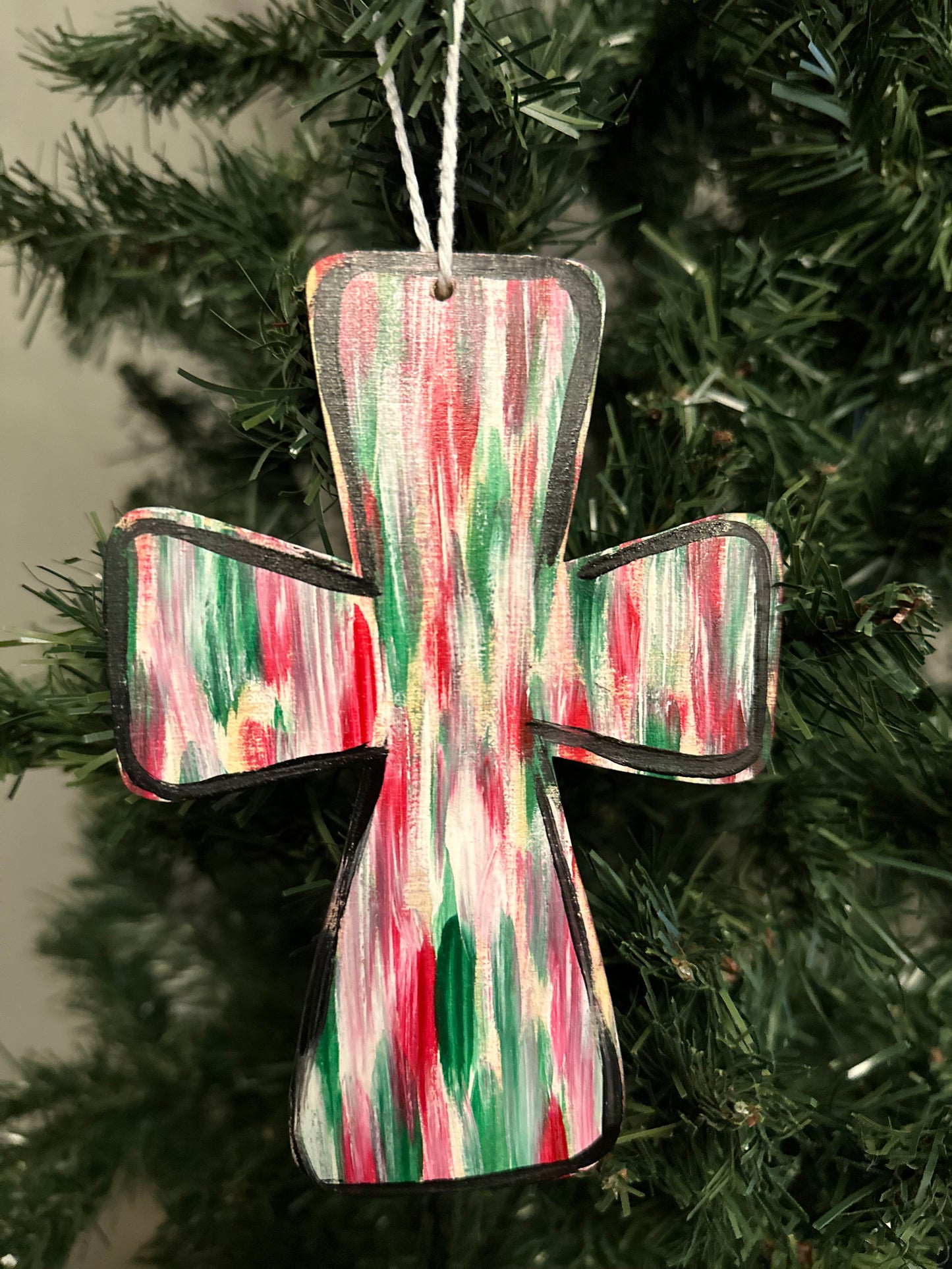 Multicolored Cross Personalized Ornament