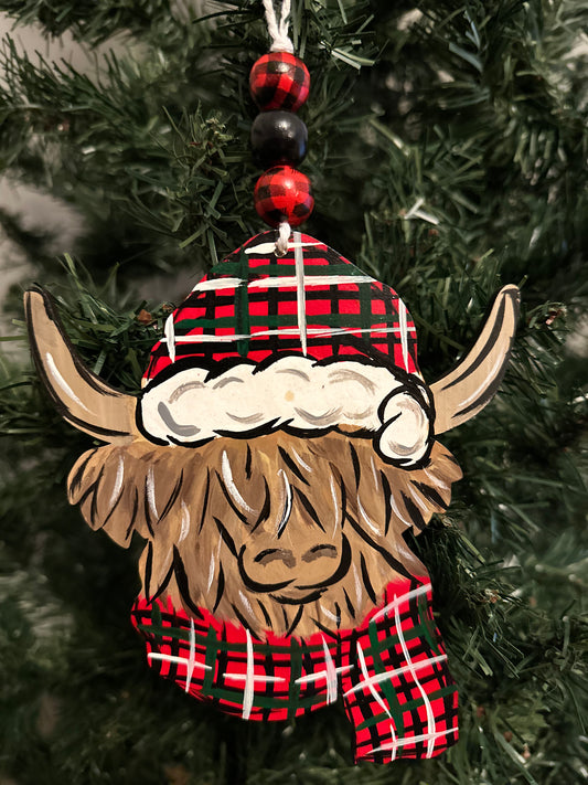 Christmas Highland Cow Personalized Ornament