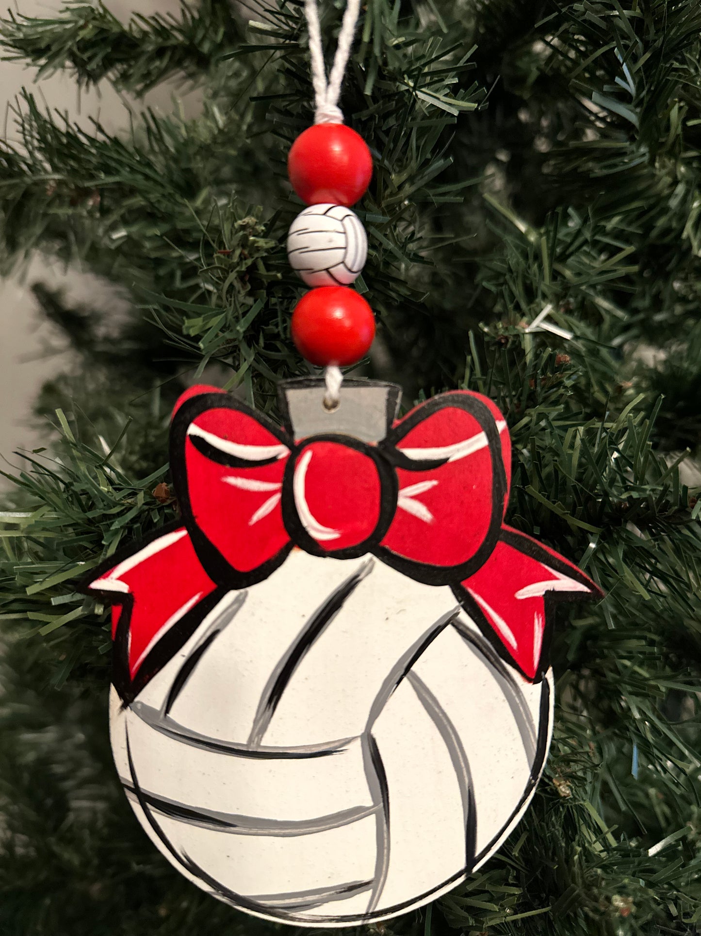 Bow topped Volleyball Personalized Ornament