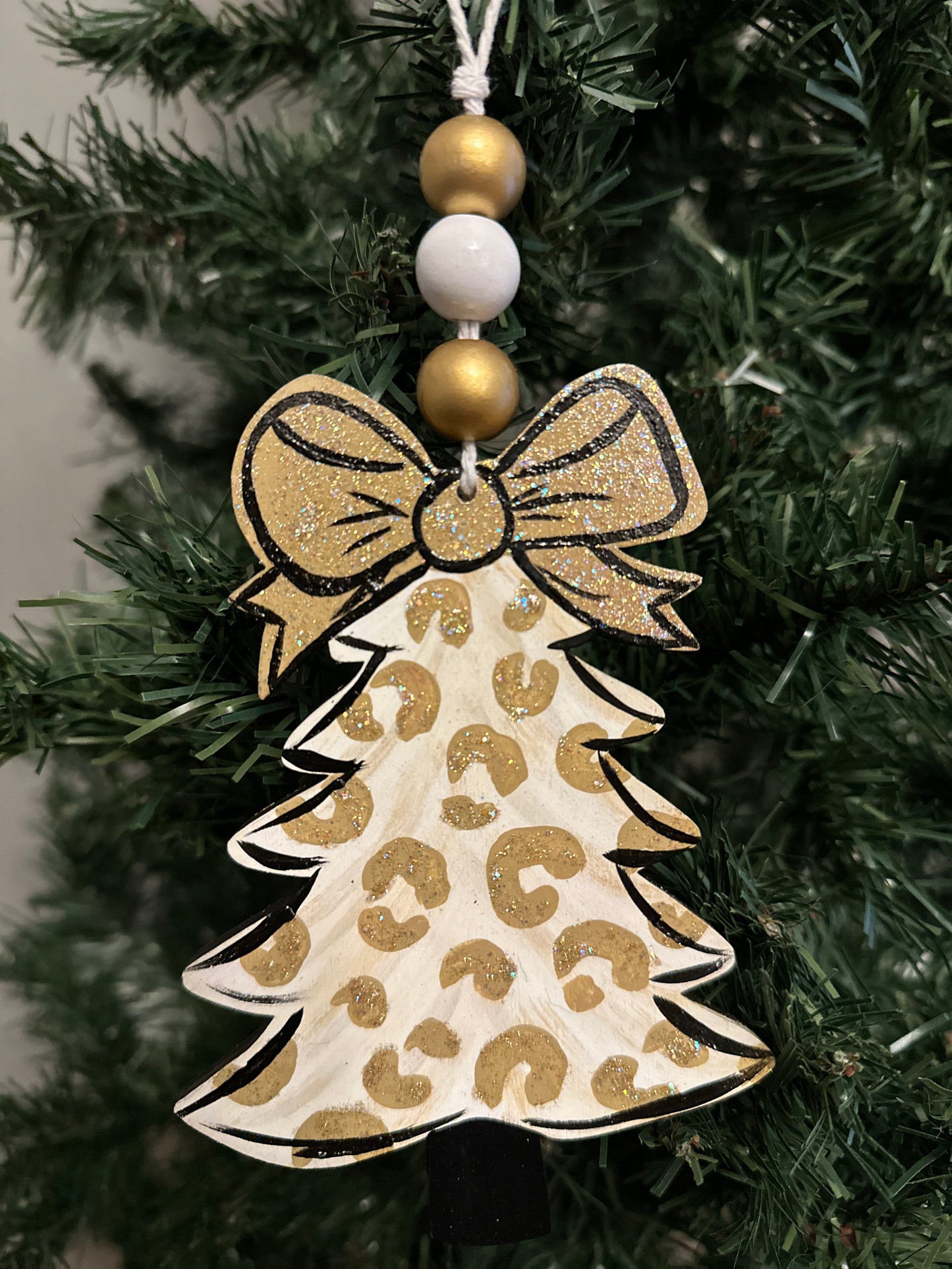 Gold Glitter Tree Personalized Ornament