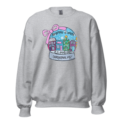 READY TO SHIP/PICKUP Christmas Snowglobe Sweatshirt-Gray Small