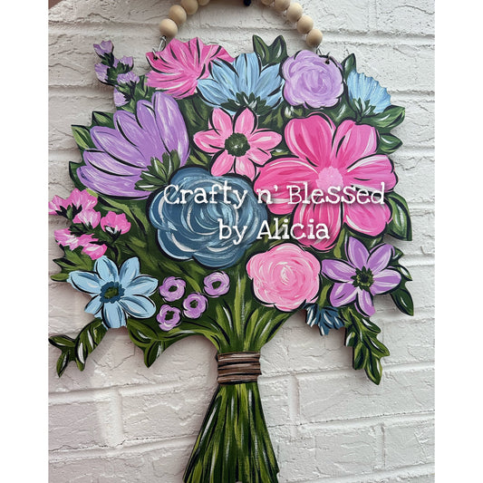 Lightweight Printed Floral Bouquet Door Hanger