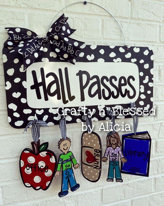 Personalized Hall Passes Sign