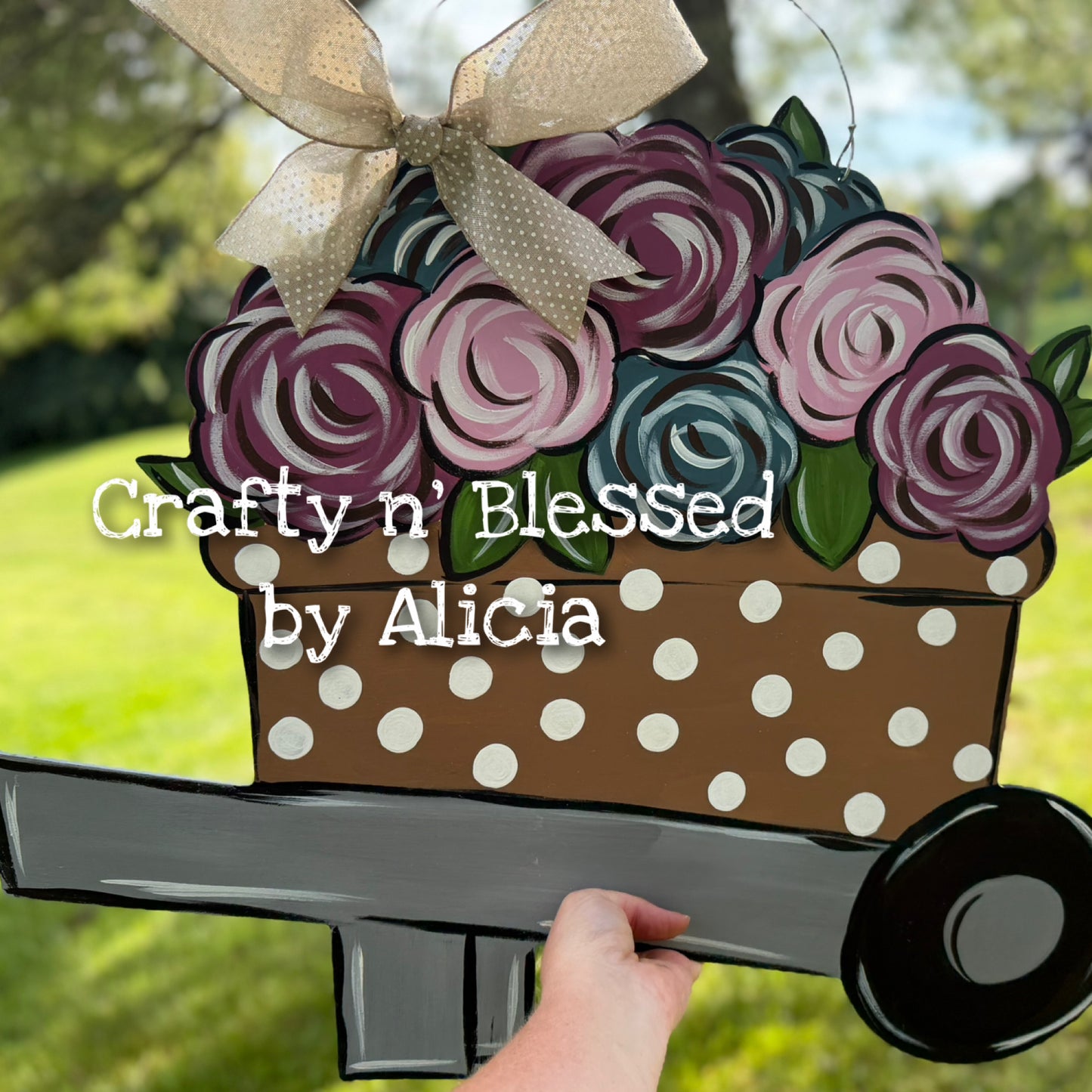 Floral Wheelbarrow Door Hanger
