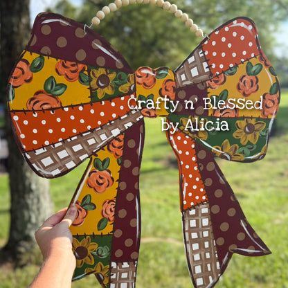Fall Patchwork Bow Door Hanger