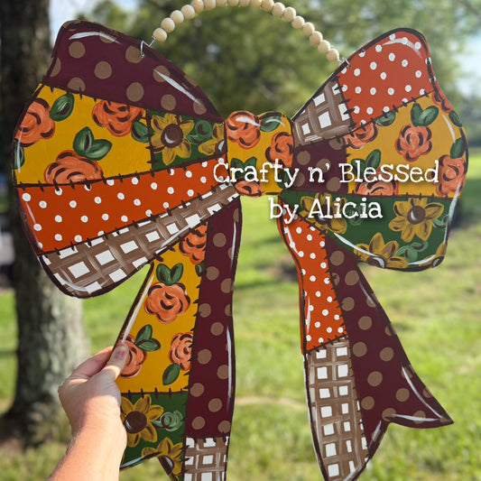 Fall Patchwork Bow Door Hanger