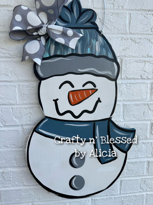 Toboggan Snowman Door Hanger