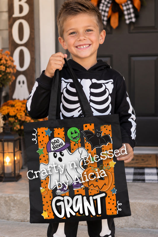 Personalized Boo Bruh! Trick or Treat Cloth Tote Bags