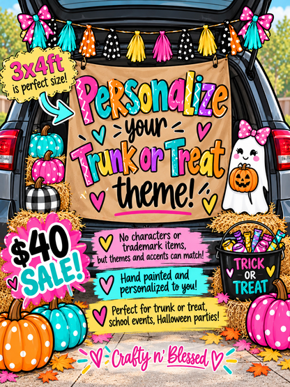 Personalized Custom Hand Painted Trunk of Treat Banner Made to Order