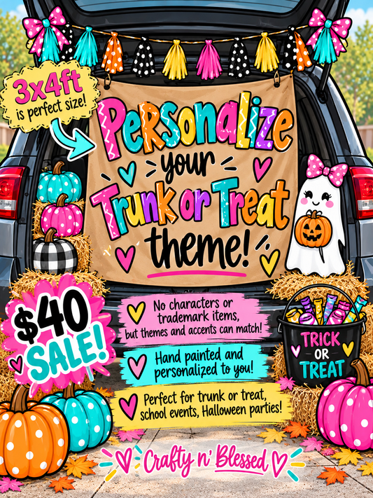 Personalized Custom Hand Painted Trunk of Treat Banner Made to Order