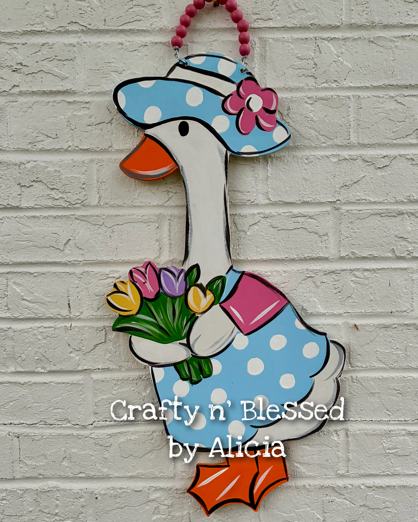 READY TO SHIP/PICKUP Lucy Goose Floral Door Hanger