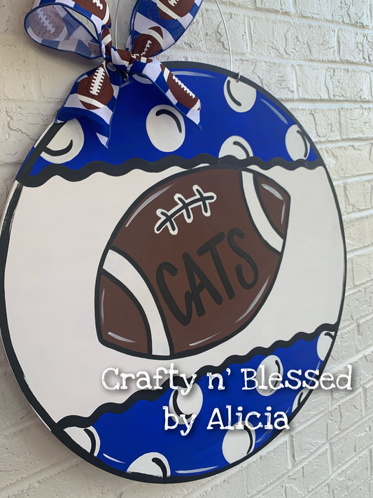 Go Cats Football Circle Door Hanger
