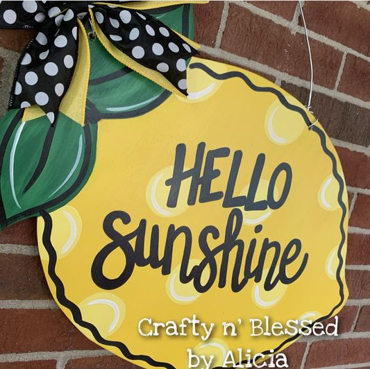 Polka Dot Lemon Door Hanger