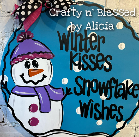 Winter Kisses Custom Door Hanger